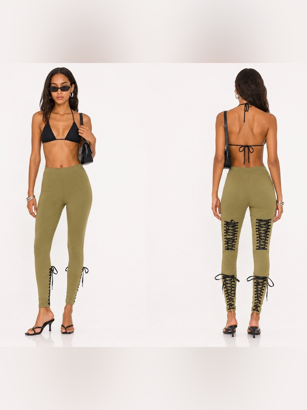 Nasty Gal Tie’s The Limit Lace Up Leggings - Green